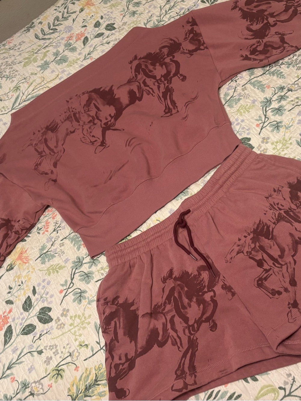 Hybrid Apparel Mauve Printed Athletic Shorts
